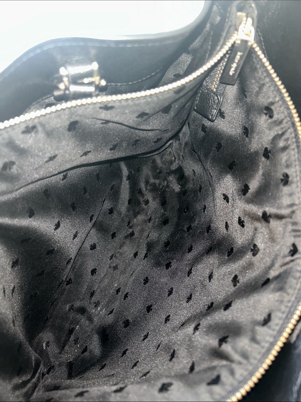 kate spade Infinite Black Pebbled Leather Tote w\Silver Chain Straps- like new - Picture 11 of 14